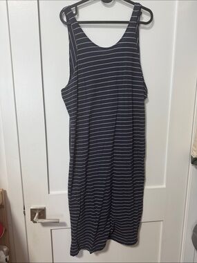 Truly Madly Deeply Navy and White Striped Midi Tank Dress